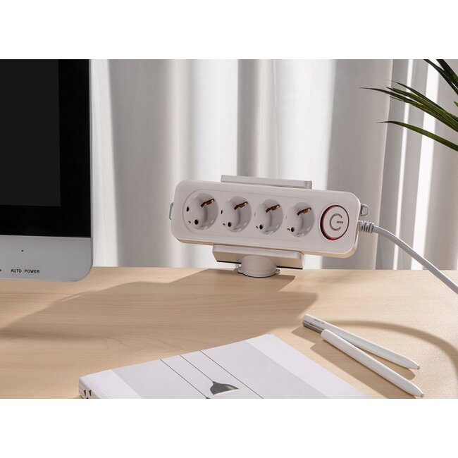 MaxTrack stekkerdoos bureaubevestiging | draaibaar | schroefklem | bureaublad tot 50mm | wit