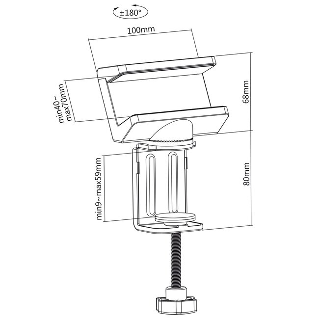 MaxTrack stekkerdoos bureaubevestiging | draaibaar | schroefklem | bureaublad tot 50mm | wit
