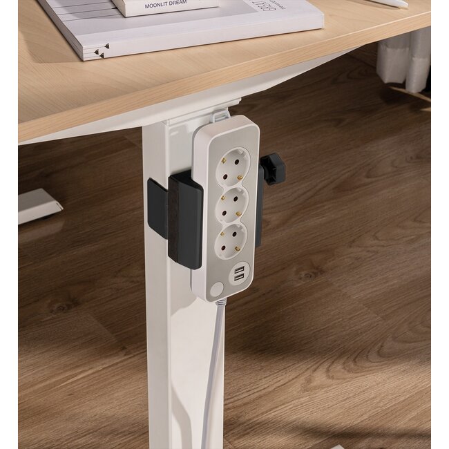 MaxTrack stekkerdoos bureaubevestiging | schroefklem | tafelpootdikte tot 90mm | zwart