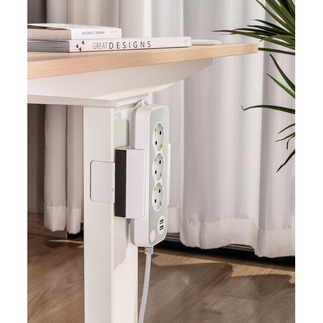 MaxTrack stekkerdoos bureaubevestiging | schroefklem | tafelpootdikte tot 90mm | wit