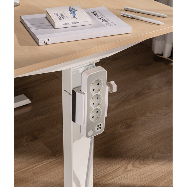 MaxTrack stekkerdoos bureaubevestiging | schroefklem | tafelpootdikte tot 90mm | wit