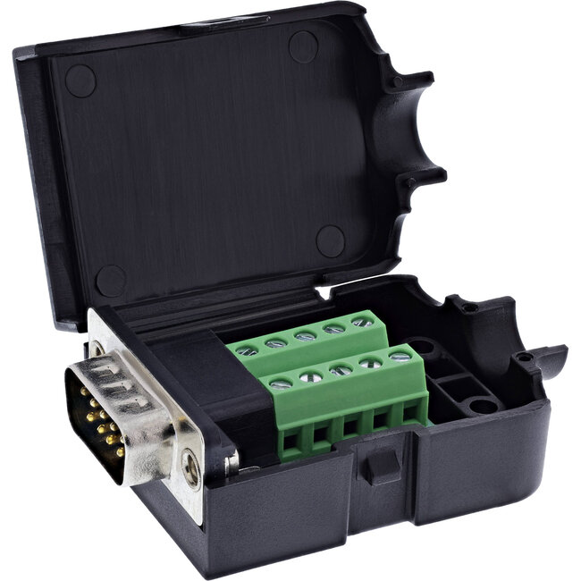 InLine® D-Sub 9 breakout aansluitblok, stekker, schroefaansluiting