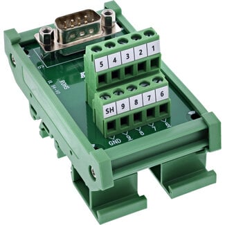 InLine® InLine® D-Sub 9 aansluitblok, stekker, schroefklem, DIN-rail