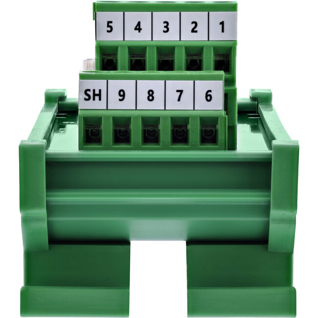 InLine® D-Sub 9 aansluitblok, stekker, schroefklem, DIN-rail