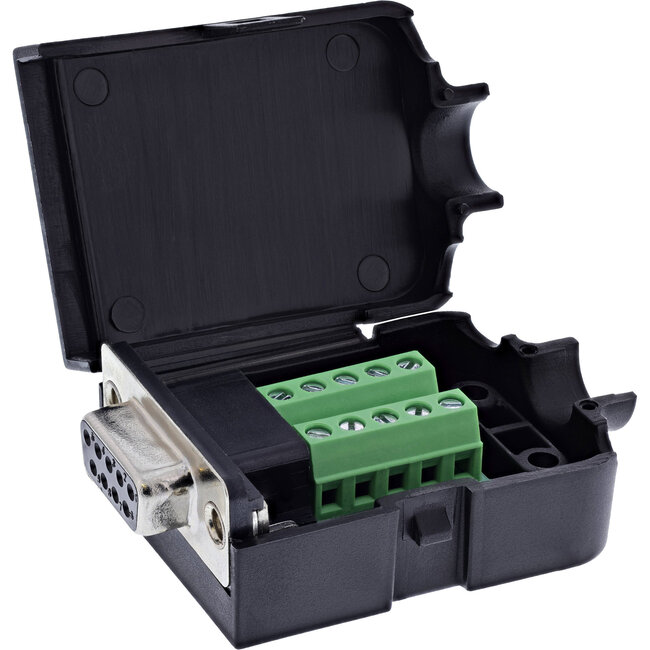 InLine® D-Sub 9 breakout aansluitblok, bus, schroefaansluiting, kartelschroef