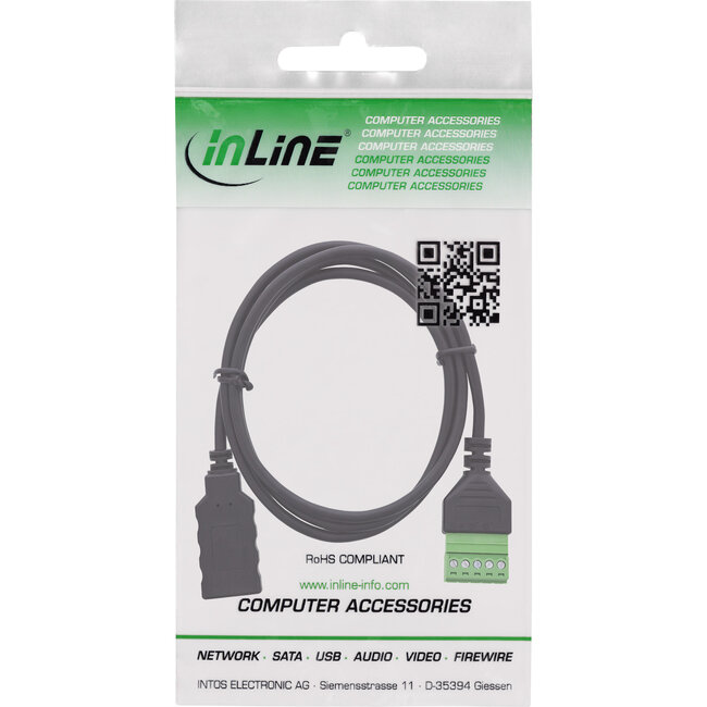 InLine® USB-A aansluiting naar aansluitblok, 5-pins, met kabel