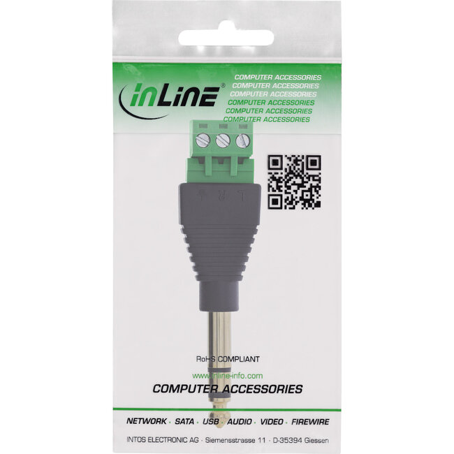 InLine® 6,35 mm stereo-stekker naar aansluitblok, stereo, 3-polig