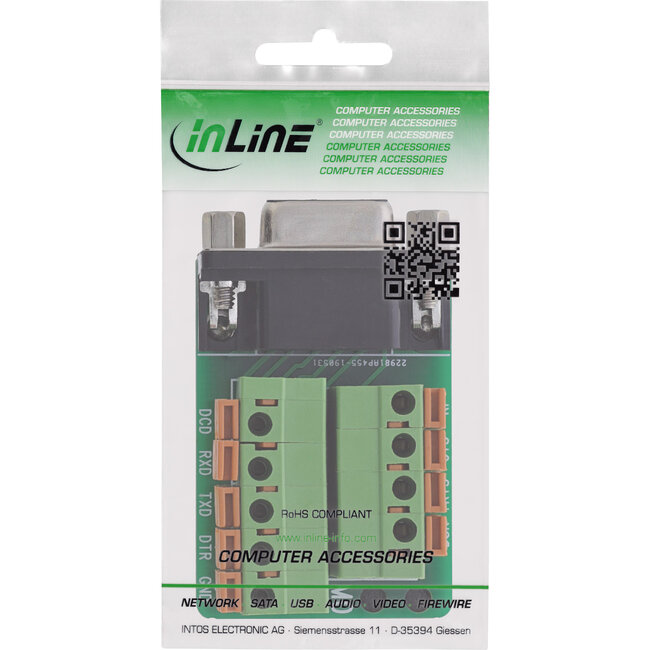 InLine® aansluitblok D-Sub 9 bus, veerklem, schroefvergrendeling