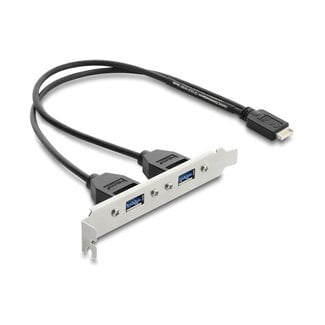DeLOCK Delock USB Type-E Key B male to 2 x USB 5 Gbps Type-A female with slot bracket connection cable 35.5 cm