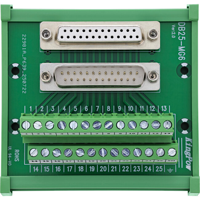 InLine® D-Sub 25 aansluitblok, stekker/bus, schroefaansluiting, voor opzetrail
