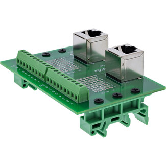 InLine® InLine® klemmenblok, 2x RJ45 aansluiting, naar boven, voor DIN-rail