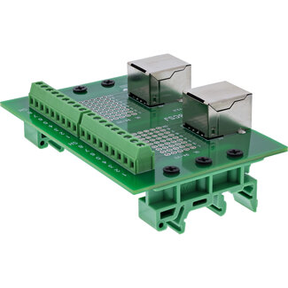 InLine® InLine® klemmenblok, 2x RJ45 aansluiting, recht, voor DIN-rail