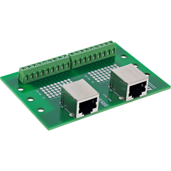 InLine® klemmenblok, 2x RJ45 aansluiting, recht, voor DIN-rail