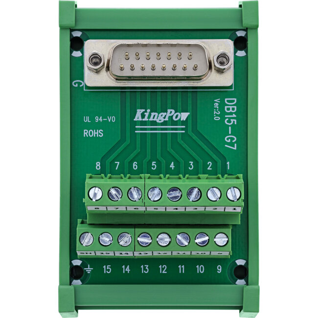 InLine® D-Sub 15 aansluitblok, stekker, hoedrail, schroefklemmen