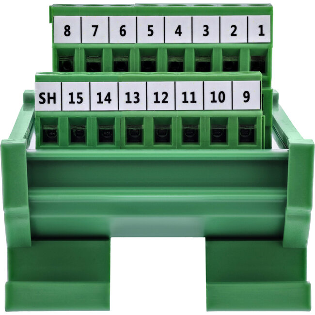 InLine® D-Sub 15 aansluitblok, stekker, hoedrail, schroefklemmen