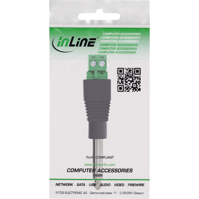 InLine® 6,35 mm-stekker naar aansluitblok, mono, 2-pins