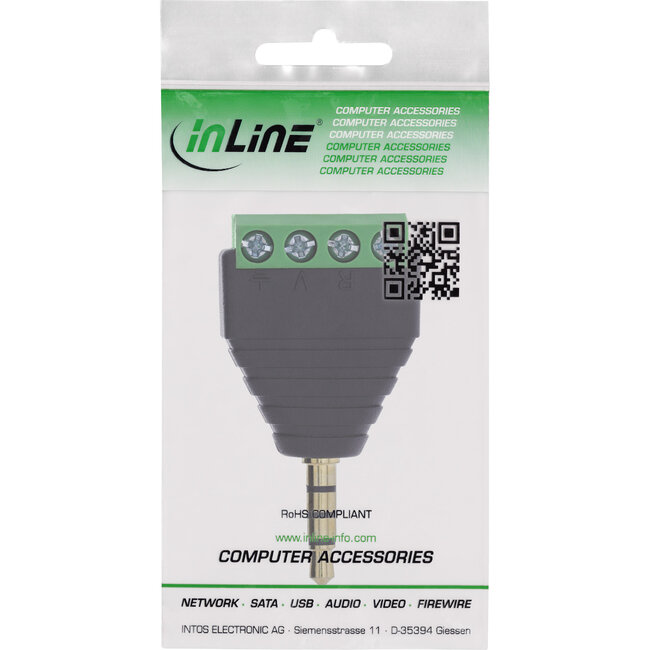 InLine® Adapter 3,5 mm jack 4-pins stereo/micro naar aansluitblok, zwart