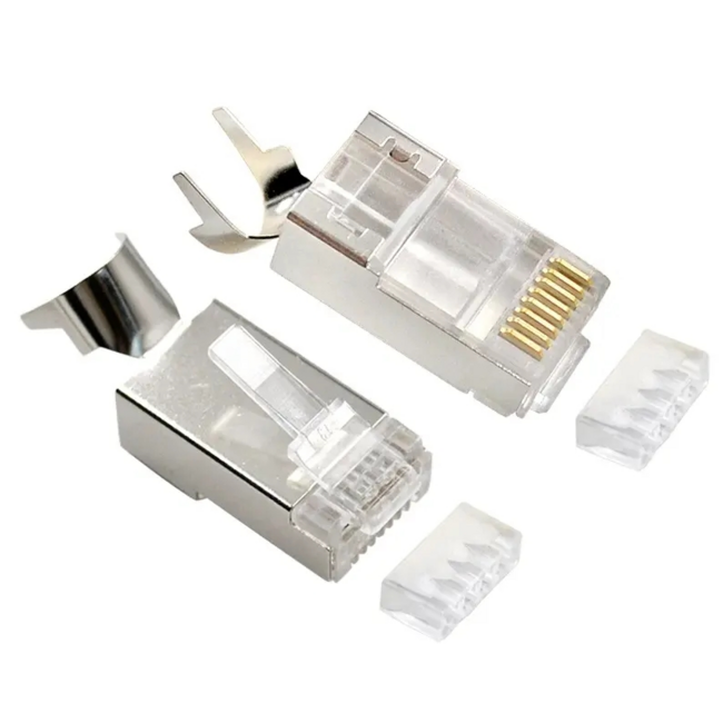 Afgeschermde modulaire RJ45 CAT7 stekker, 8P8C, 10 stuks