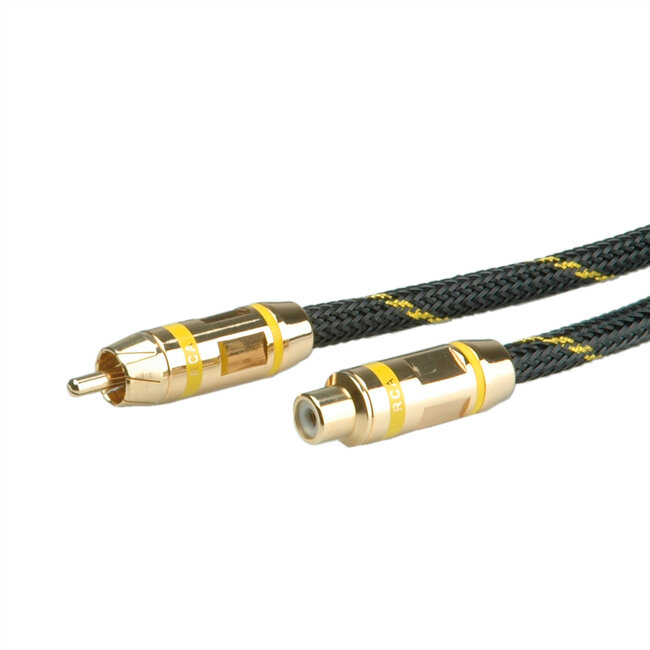 ROLINE GOLD Tulp kabel. simplex M/F, geel, 2,5 m