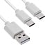 InLine® USB 2in1 Y-oplaadkabel, 1x USB-A-stekker naar 2x USB-C-stekker, wit 0,5m