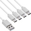 InLine® USB 4in1 Y-oplaadkabel, 1x USB-A-stekker naar 4x USB-C-stekker, wit 0,5m