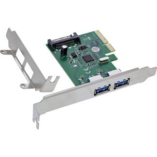 InLine® InLine® interfacekaart, 2x USB-A 3.2 Gen. 2 (10 Gb/s), PCIe x4, SATA