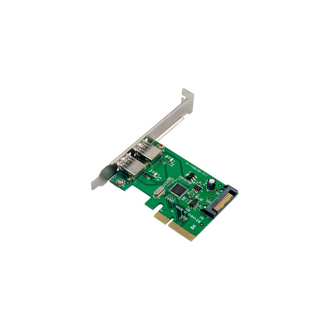 InLine® interfacekaart, 2x USB-A 3.2 Gen. 2 (10 Gb/s), PCIe x4, SATA