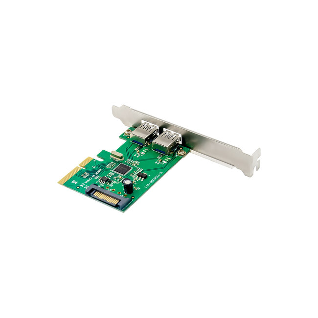 InLine® interfacekaart, 2x USB-A 3.2 Gen. 2 (10 Gb/s), PCIe x4, SATA