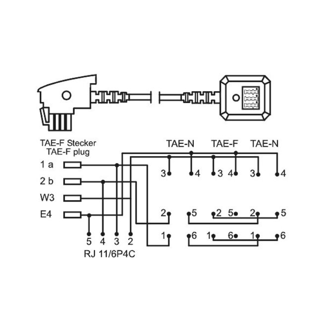 TAE-F (m) - 2x TAE-N + TAE-F + RJ11 (v) aansluitbox | 0,20 meter