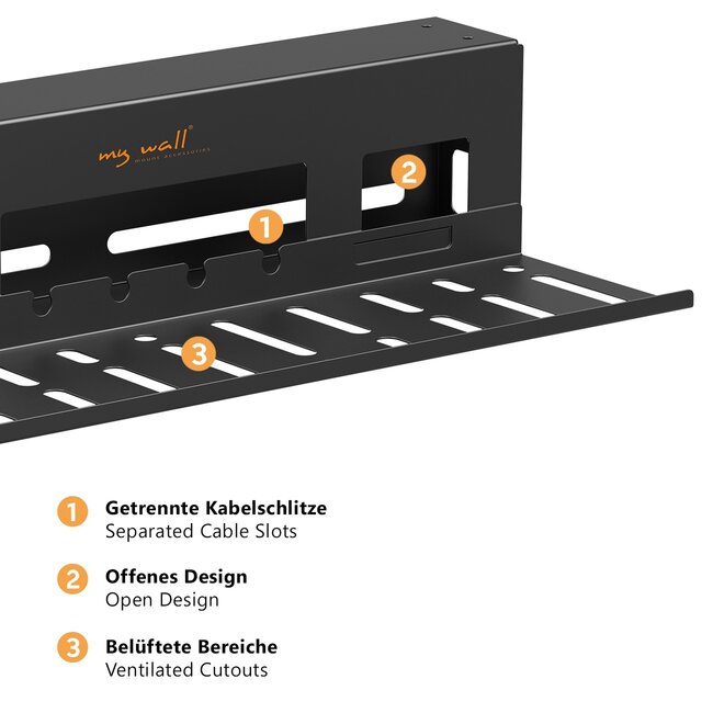 My Wall bureau kabelgoot met box en schroefbevestiging | 40 x 10 cm | zwart
