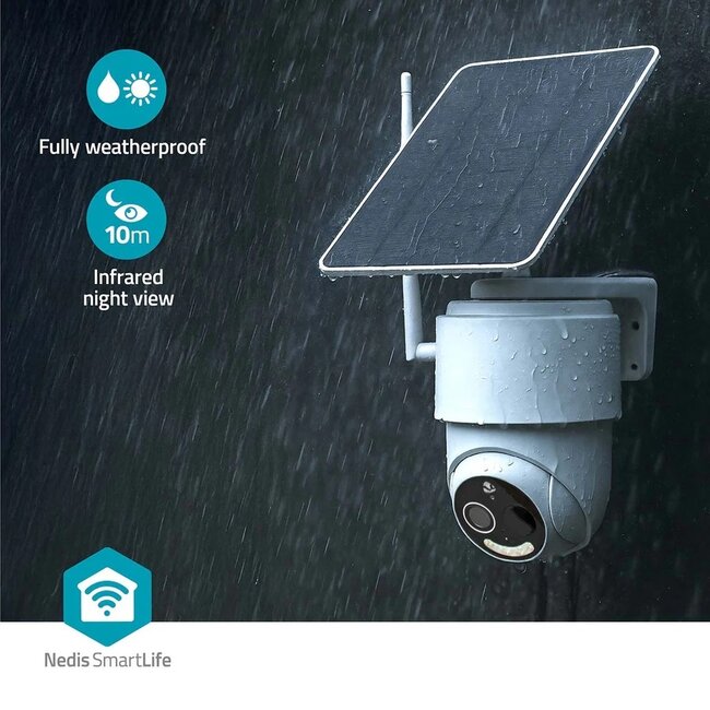 Nedis SmartLife outdoor camera met spotlight | oplaadbaar/solar | draaien/kantelen | Wi-Fi | Full HD 1080p