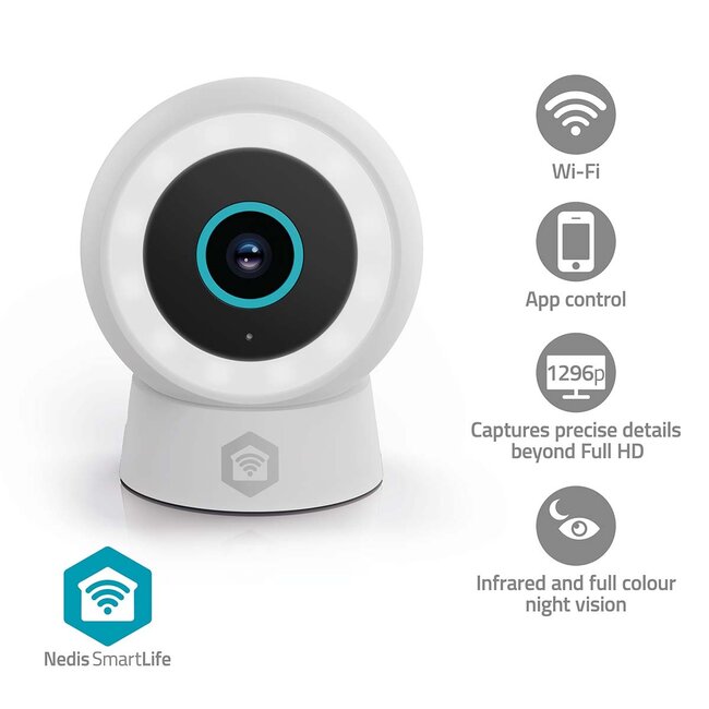Nedis SmartLife outdoor camera met spotlight | USB-voeding | Wi-Fi | 3MP Full HD 1296p
