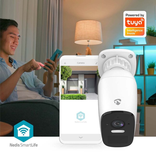 Nedis SmartLife outdoor camera met spotlight | batterijvoeding | Wi-Fi | 4MP Quad HD 1440p