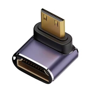 Universal Premium Mini HDMI - HDMI adapter | haaks naar beneden | HDMI2.1 (8K 60Hz + HDR) | metaal