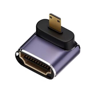 Universal Premium Micro HDMI - HDMI adapter | haaks naar boven | HDMI2.1 (8K 60Hz + HDR) | metaal