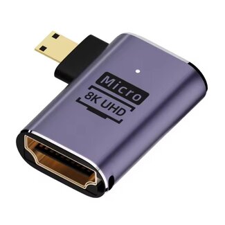 Universal Premium Micro HDMI - HDMI adapter | haaks naar links | HDMI2.1 (8K 60Hz + HDR) | metaal