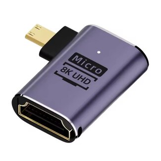 Universal Premium Micro HDMI - HDMI adapter | haaks naar rechts | HDMI2.1 (8K 60Hz + HDR) | metaal
