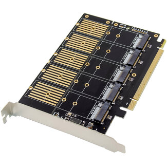 InLine® InLine® Interfacekaart, PCIe x16 naar 5x M.2 Key B SATA, incl. low-profile