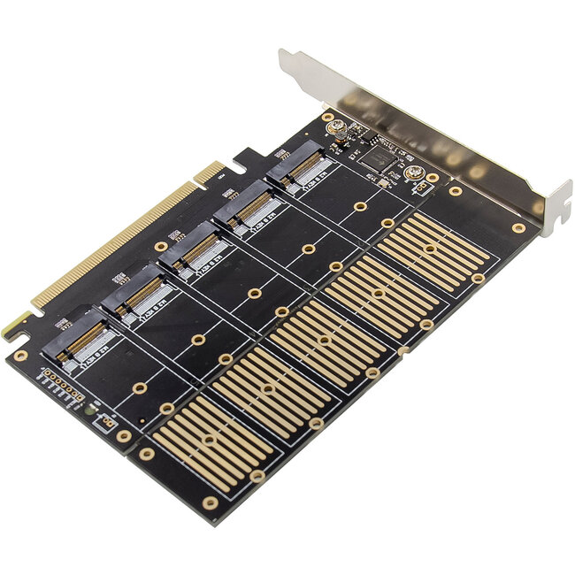 InLine® Interfacekaart, PCIe x16 naar 5x M.2 Key B SATA, incl. low-profile