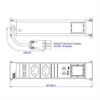 Bachmann BACHMANN POWER FRAME M 2xCH, 1xUSB A&C 22W 1xCM 0,2m GST18 Zwitserland