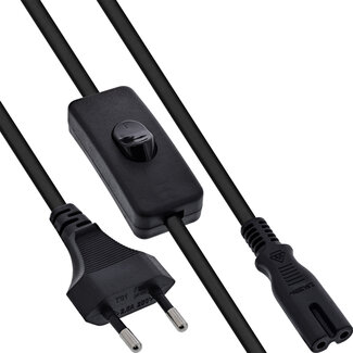 InLine® InLine® Euro-voedingskabel met schakelaar, CEE7/16 naar IEC-C7, zwart, 10m