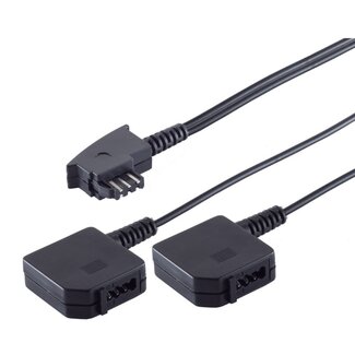 S-Impuls TAE-F (m) - 2x TAE-F (v) telecom splitter | zwart | 0,20 meter