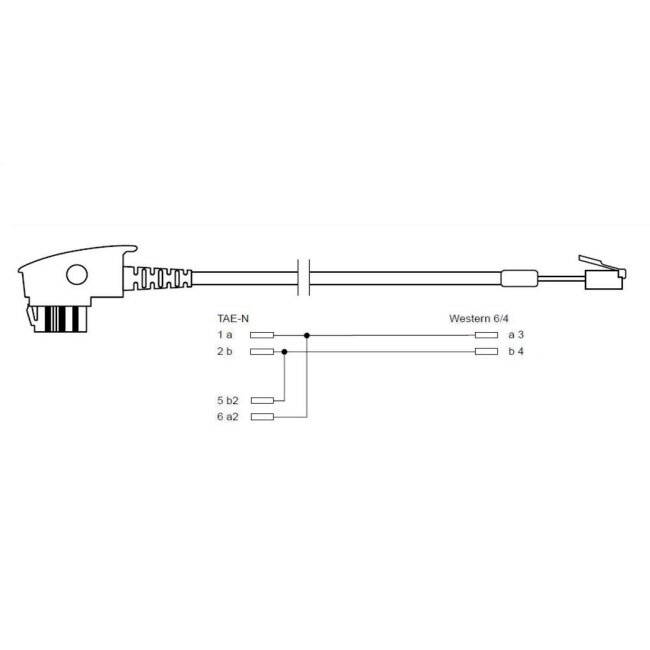 TAE-N - RJ11 telecom kabel | interne brug (6P2C) | zwart | 10 meter
