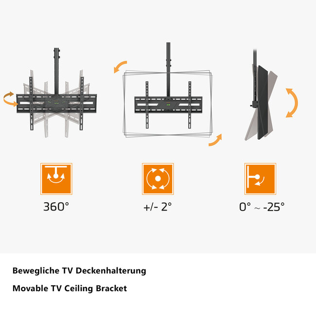 My Wall TV-plafondbeugel | tot 86 inch | full motion