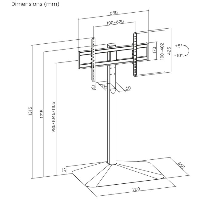 My Wall TV-vloerstandaard | tot 75 inch | kantelbaar | zwart/walnoot