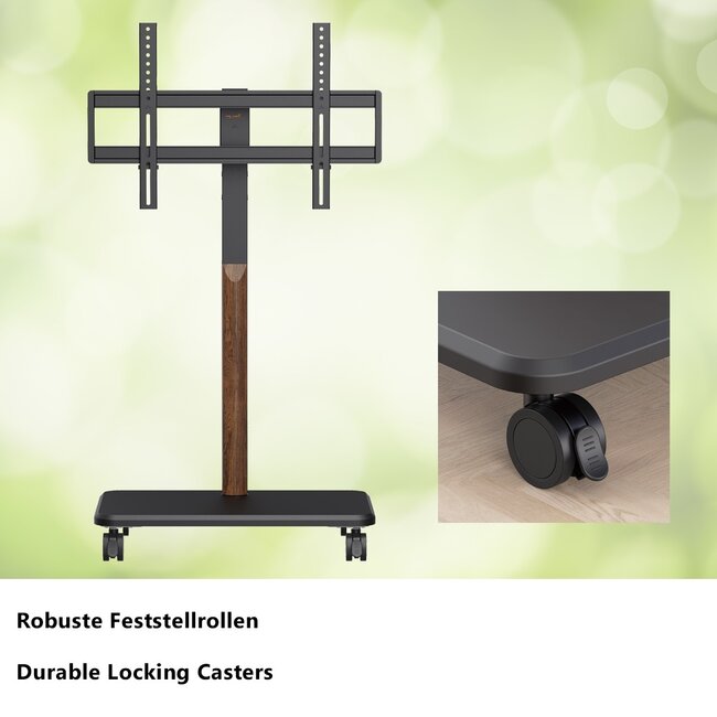 My Wall TV-vloerstandaard | tot 85 inch | verrijdbaar | full motion | zwart/walnoot