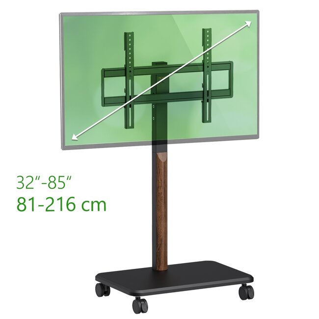 My Wall TV-vloerstandaard | tot 85 inch | verrijdbaar | full motion | zwart/walnoot