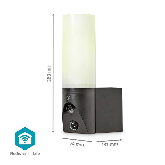 Nedis SmartLife buitenlamp met camera | draaien | netvoeding | Wi-Fi | Full HD 1080p