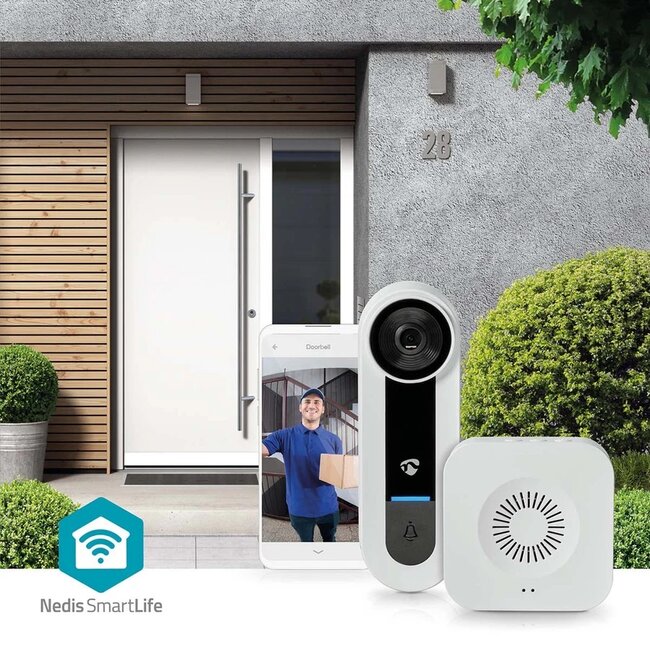 Nedis SmartLife videodeurbel met gong | 2-draads en netvoeding | Wi-Fi | HD 1536p