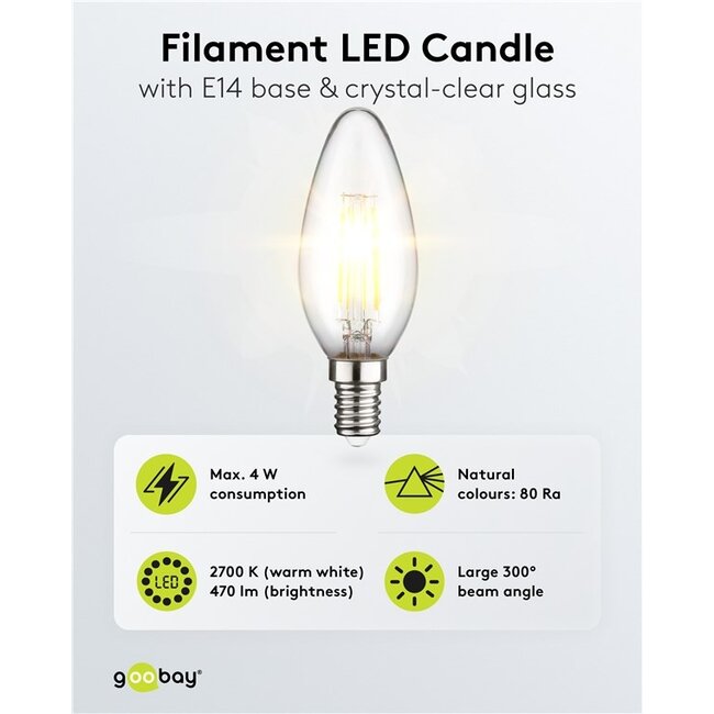 Goobay LED-filamentlamp | warm wit | E14 | C35 | 4W